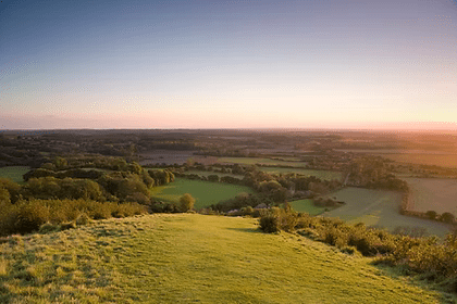 Scenic view of the North Downs countryside near Wye, Kent