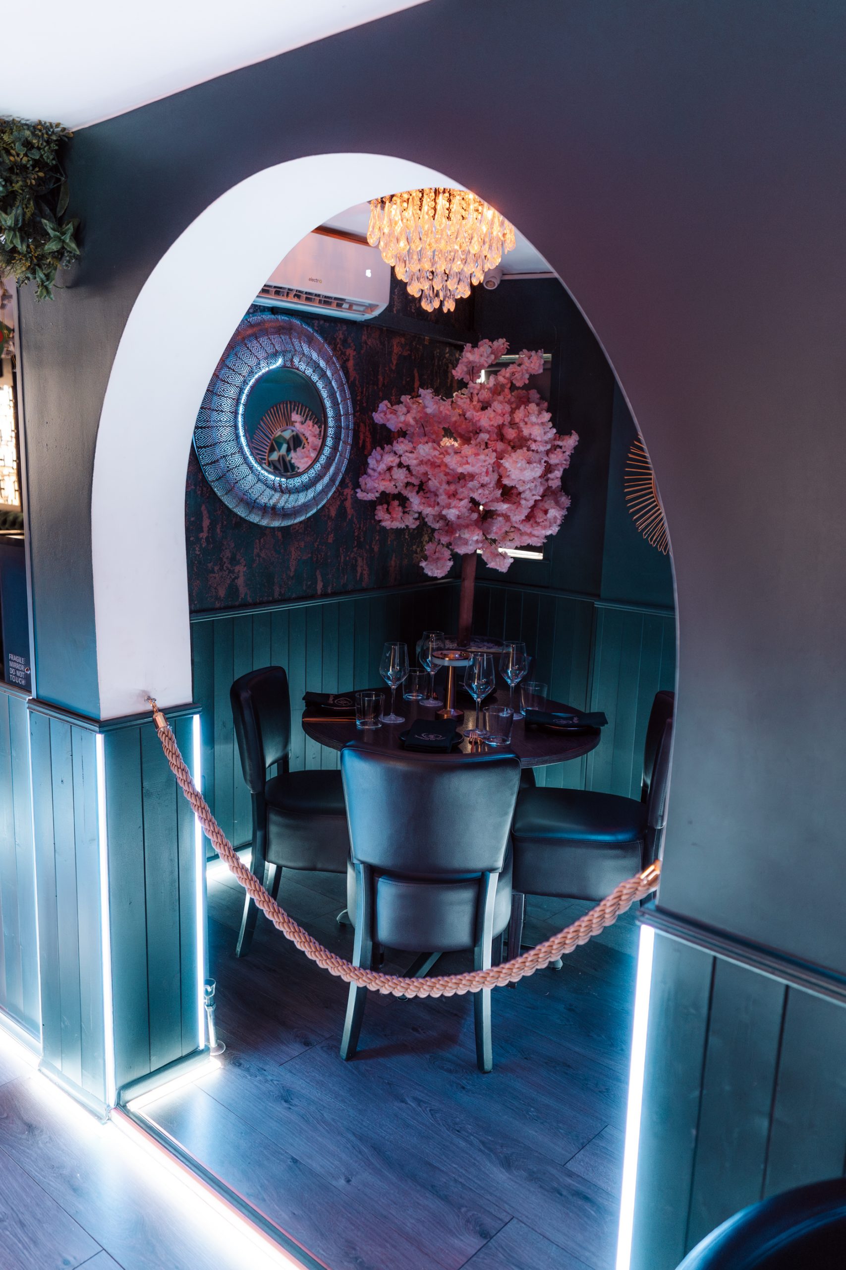 Joshan of Wye Indian restaurant arched entrance to private dining booth, Ashford