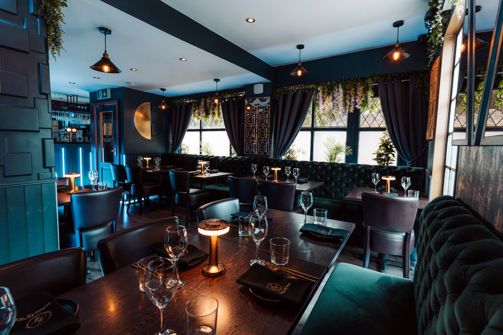 Joshan of Wye Indian restaurant private booth seating with ambient lighting, Ashford